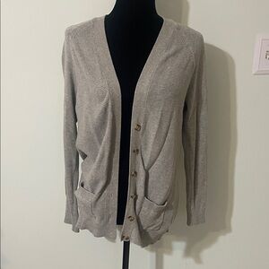GAP Light Gray Button-Front V-Neck Cardigan